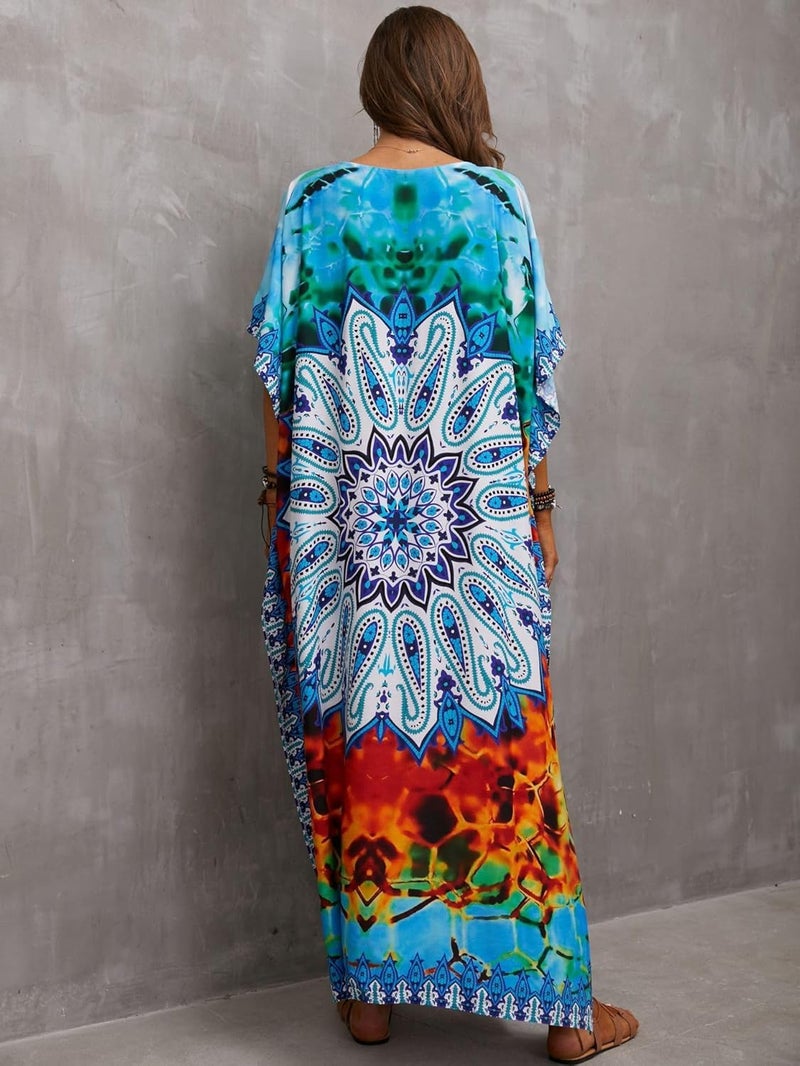 IMAGEKOPE Kaftan Dresses for Women Plus Size Bathing Suit Cover up Caftan Maxi Beach Dresses - Image 5
